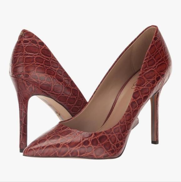 Sam Edelman Elegant Brown Crocodile Pattern Heels - Picture 1 of 5